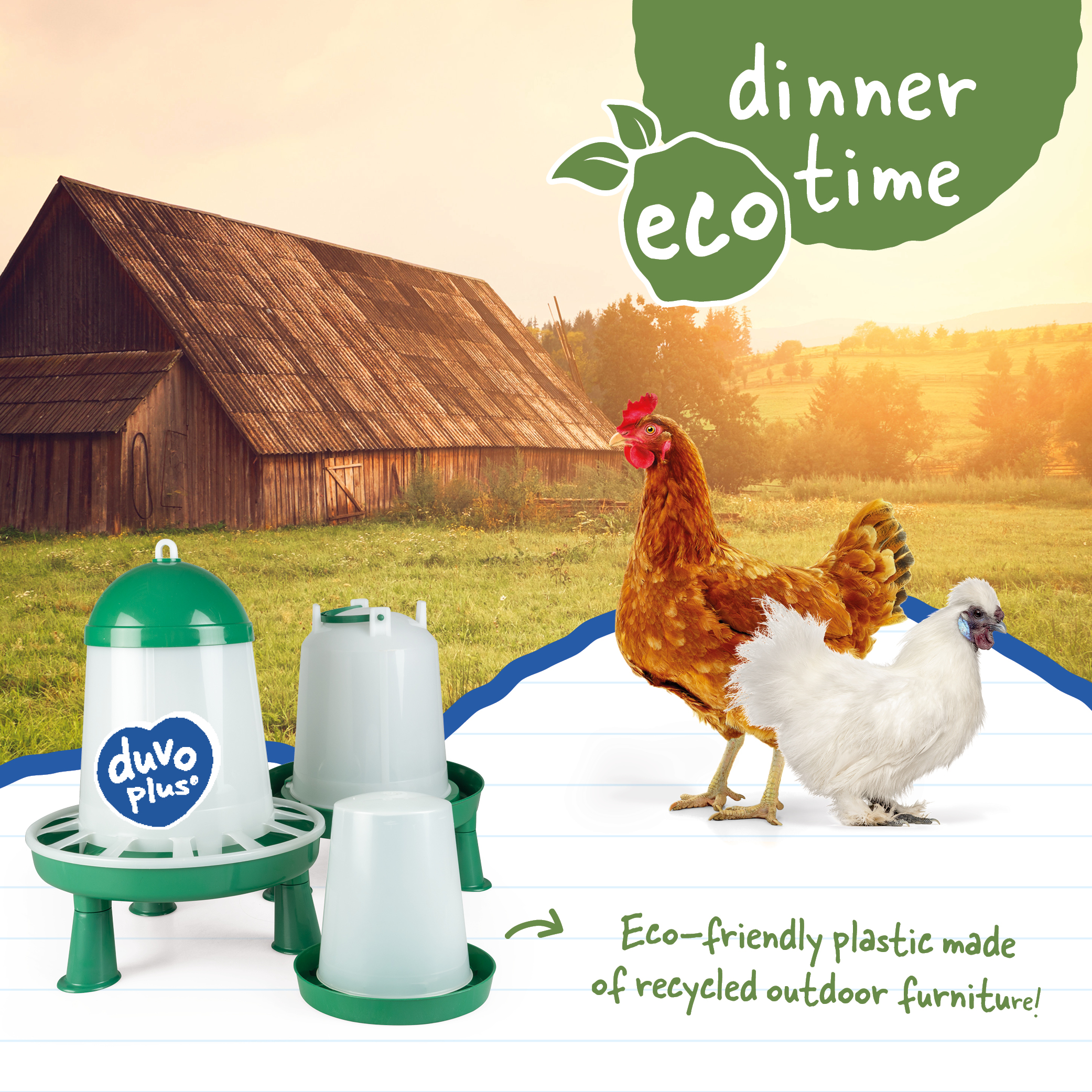 Ecological feeders and drinkers for chickens